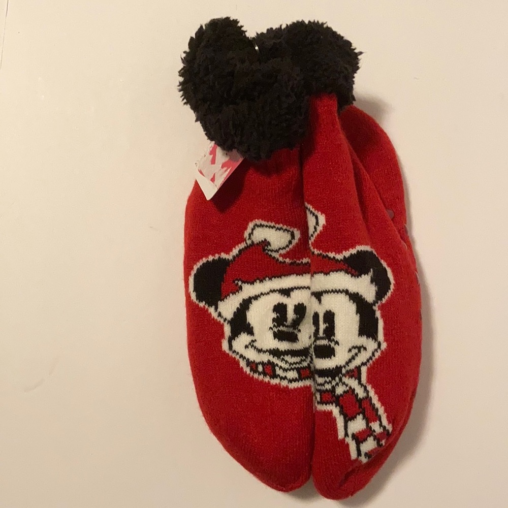 Disney slipper socks with Mickey and Santa hat